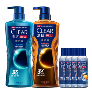 CLEAR 清扬 男士香氛沐浴露雨林600g+深海600g+沐浴露100g*4【苏醒同款】 