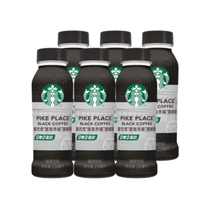 星巴克（Starbucks）派克市场 黑咖啡270ml*6瓶 0糖0脂肪即饮咖啡（PET包装）