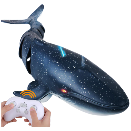 华诗孟仿真遥控鲨鱼电动可下水鲸鱼会喷水摇摆巨齿鲨模型遥控船水上